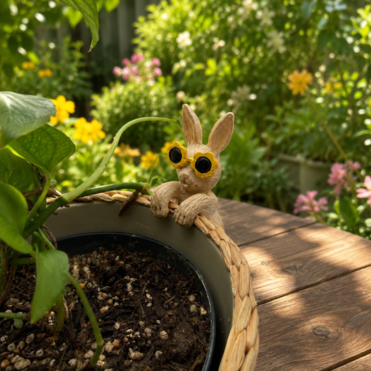 Hase mit Brille Topfanhänger aus Harz, 10 cm