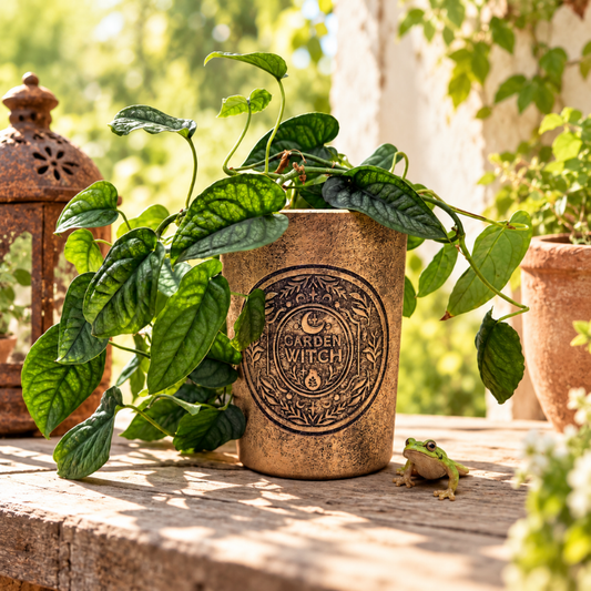 Bronzefarbener Tontopf „Garden Witch“