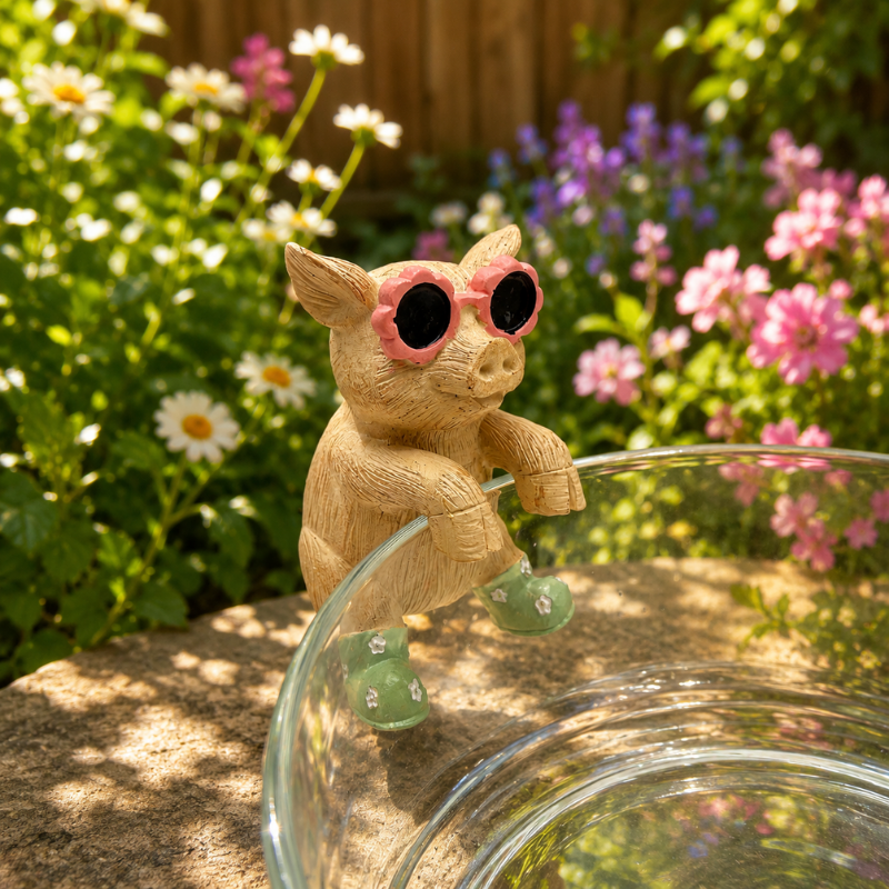 Topfanhänger Schweinchen mit Brille, 9 cm