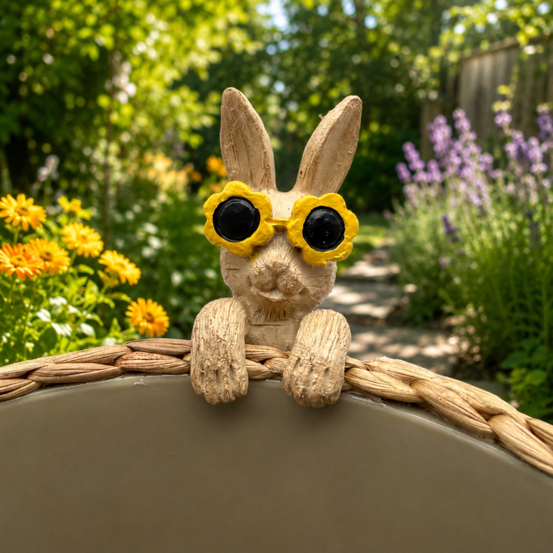 Hase mit Brille Topfanhänger aus Harz, 10 cm