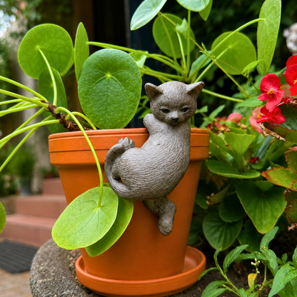 Katzen-Blumentopf-Anhänger aus Harz – verspielte Gartendeko 8 cm