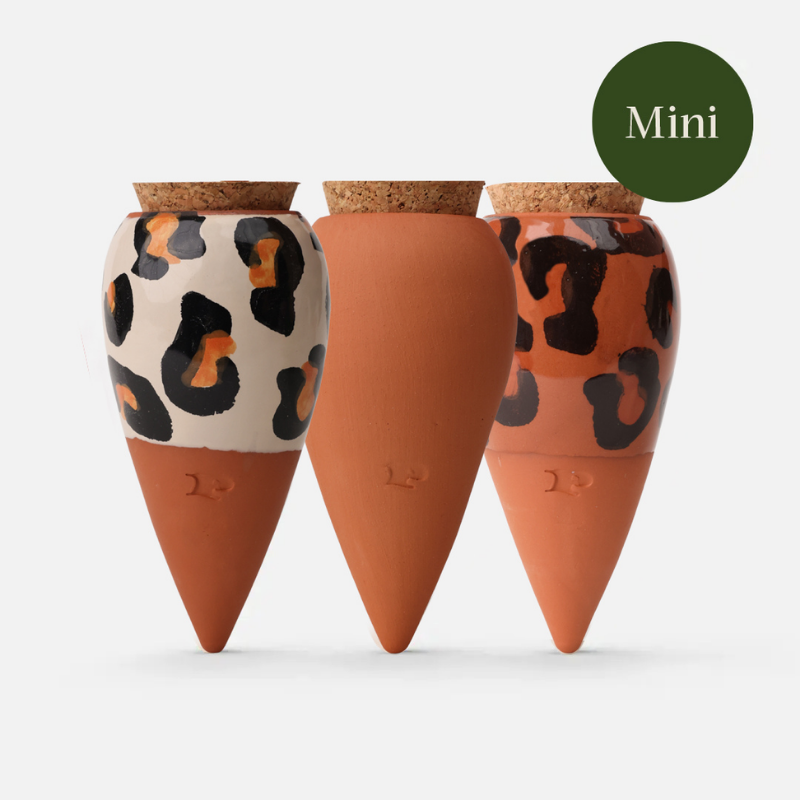 Trio mini Ollas “Die Leoparden” von Pepín – Pflanzgefäß zur natürlichen Bewässerung