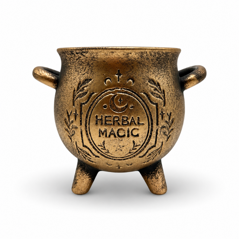 Terrakotta-Pflanztopf in Kesselform mit Bronze-Effekt „Herbal Magic“