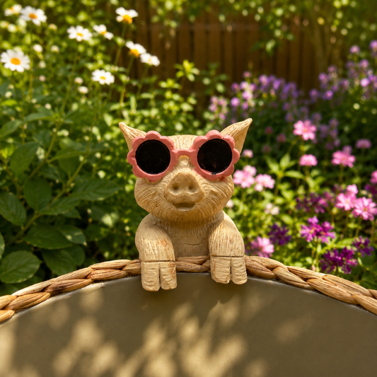 Topfanhänger Schweinchen mit Brille, 9 cm