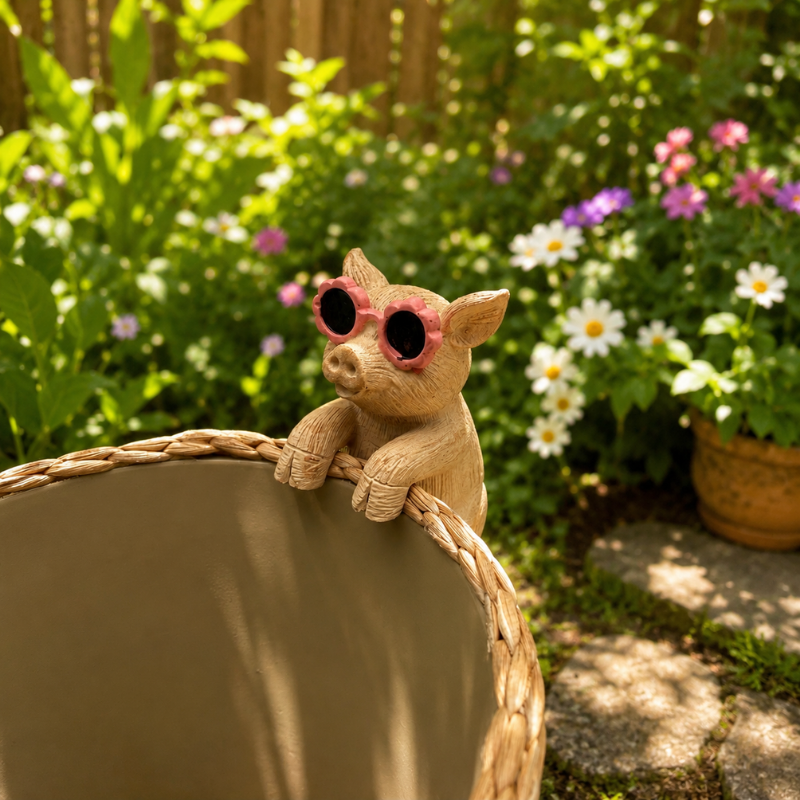 Topfanhänger Schweinchen mit Brille, 9 cm