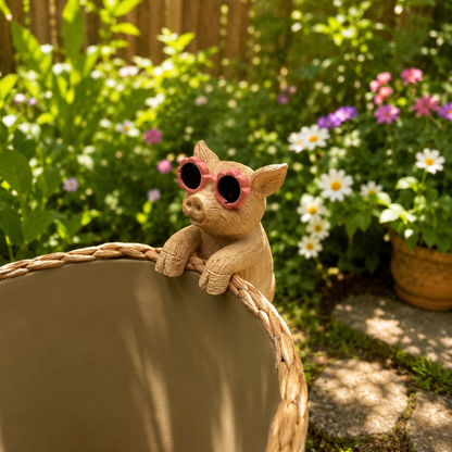 Topfanhänger Schweinchen mit Brille, 9 cm