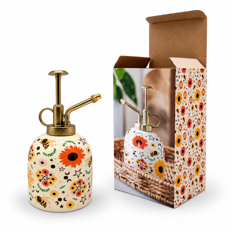 Keramik-Pflanzenzerstäuber mit Bienen und Sonnenblumen „Bee Radiant“
