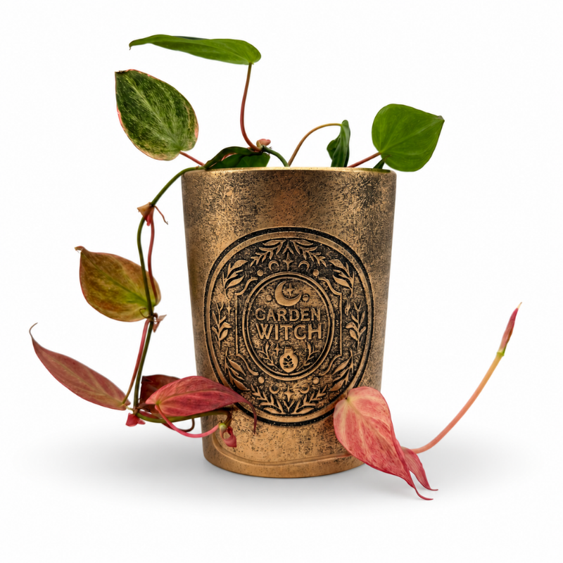 Terrakotta-Pflanztopf mit Bronze-Effekt „Garden Witch“