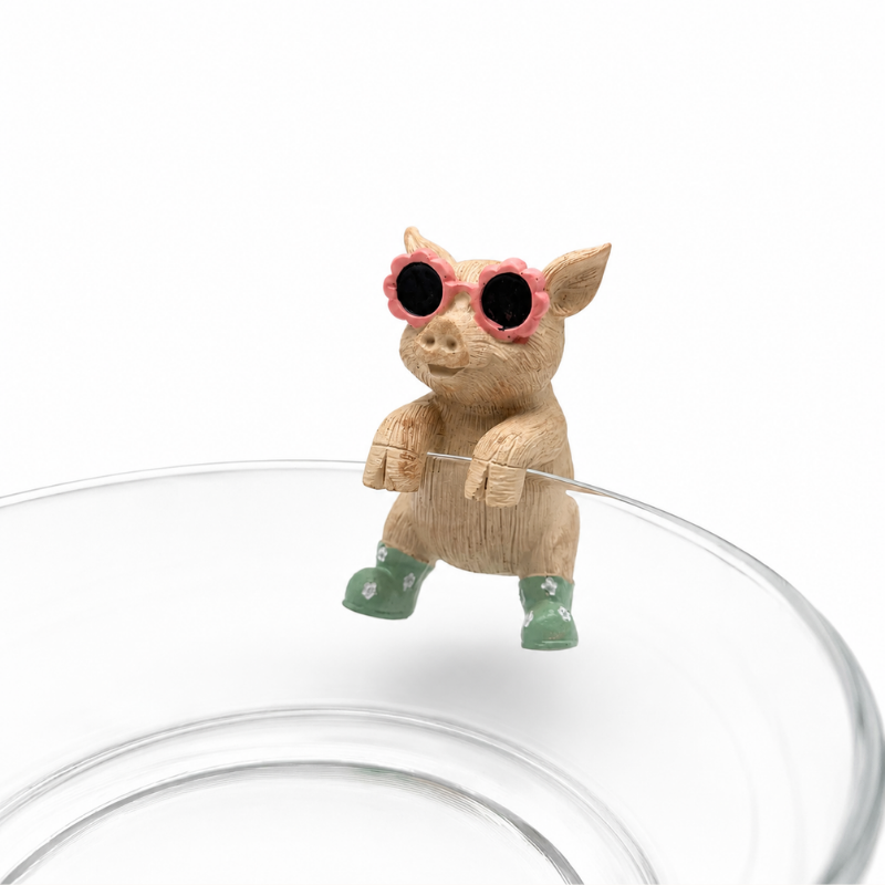 Topfanhänger Schweinchen mit Brille, 9 cm