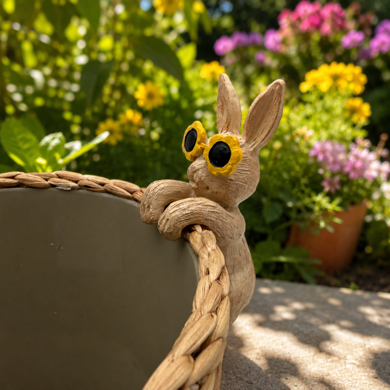 Hase mit Brille Topfanhänger aus Harz, 10 cm