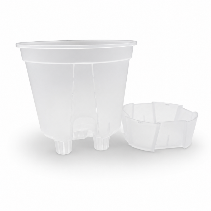 Selbstwässernder Aroid-Topf aus semi-transparentem Kunststoff