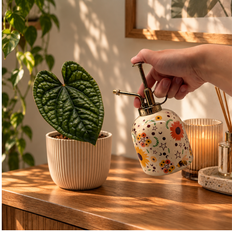 Keramik-Pflanzenzerstäuber mit Bienen und Sonnenblumen „Bee Radiant“