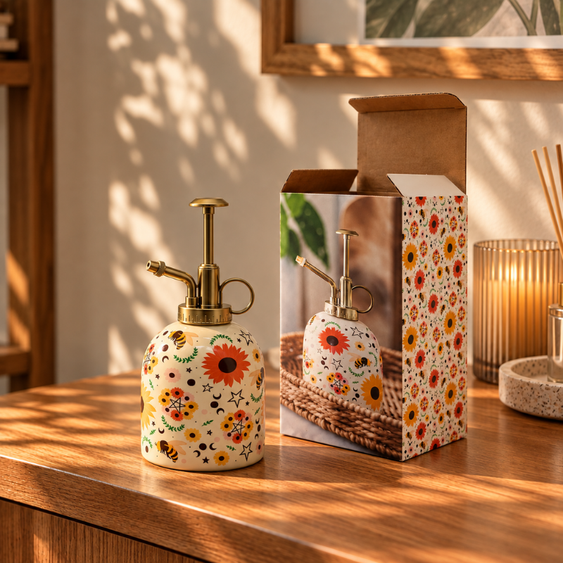 Keramik-Pflanzenzerstäuber mit Bienen und Sonnenblumen „Bee Radiant“