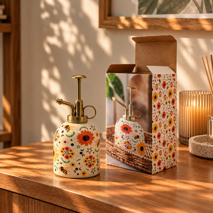 Keramik-Pflanzenzerstäuber mit Bienen und Sonnenblumen „Bee Radiant“