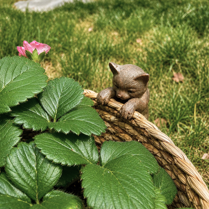 Katzen-Blumentopf-Anhänger aus Harz – verspielte Gartendeko 8 cm